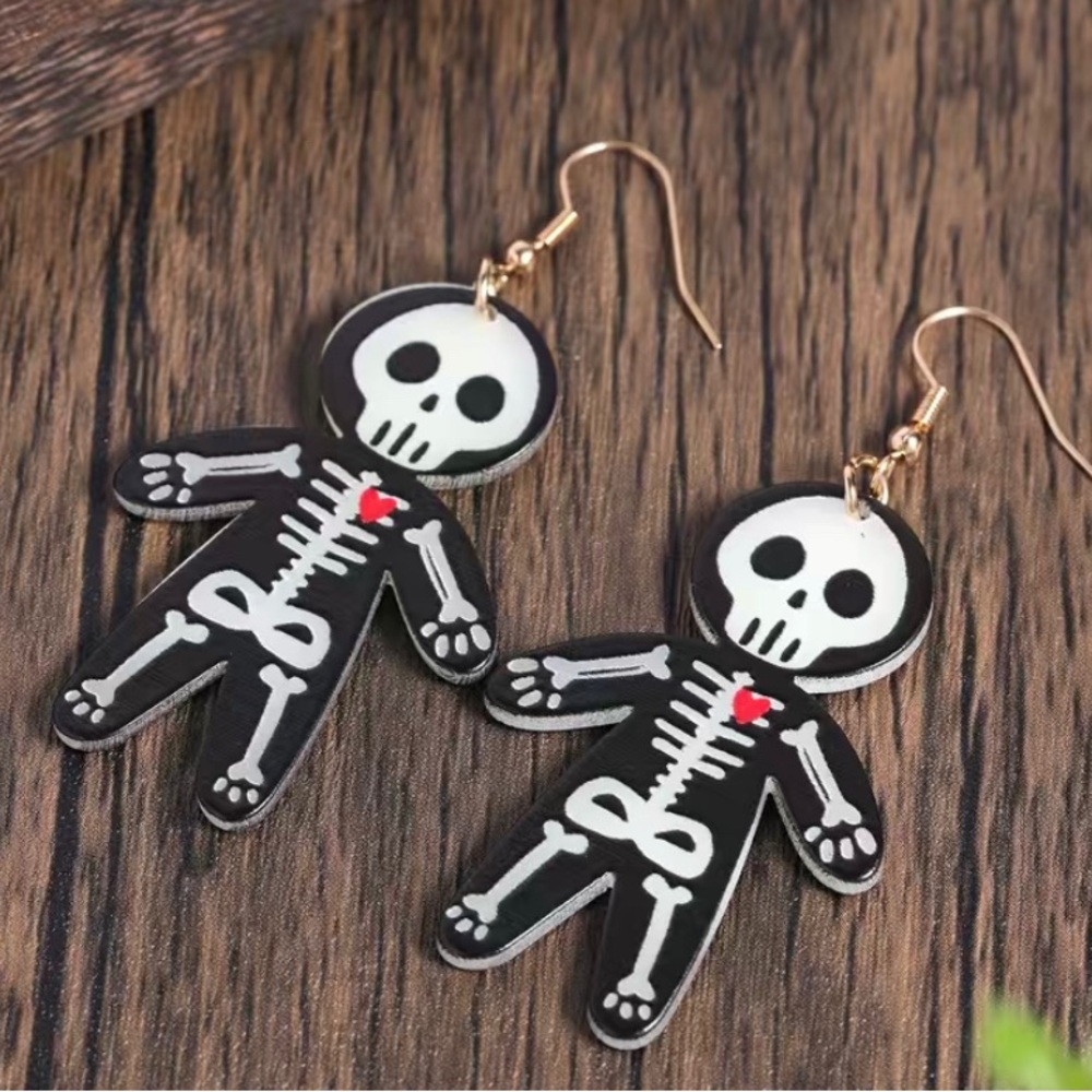 New Halloween luminous skeleton earrings